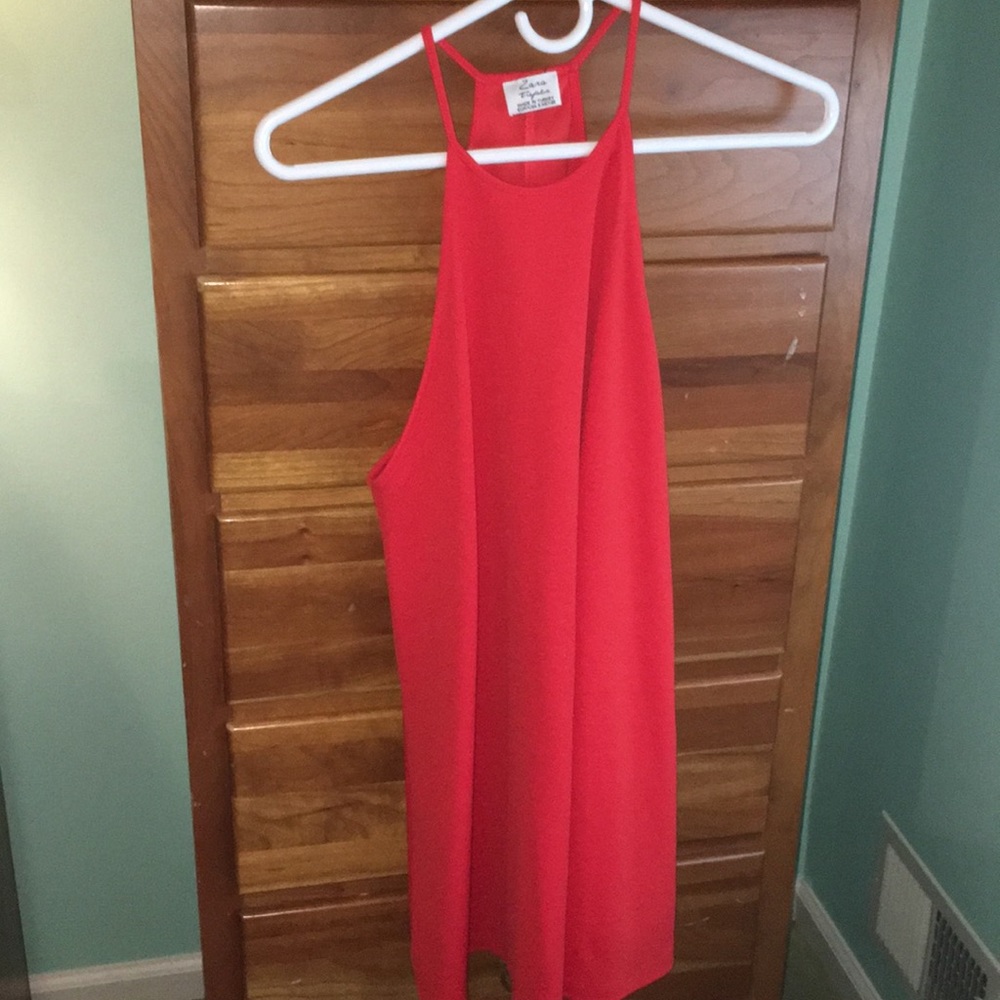 Red High neck, mini dress